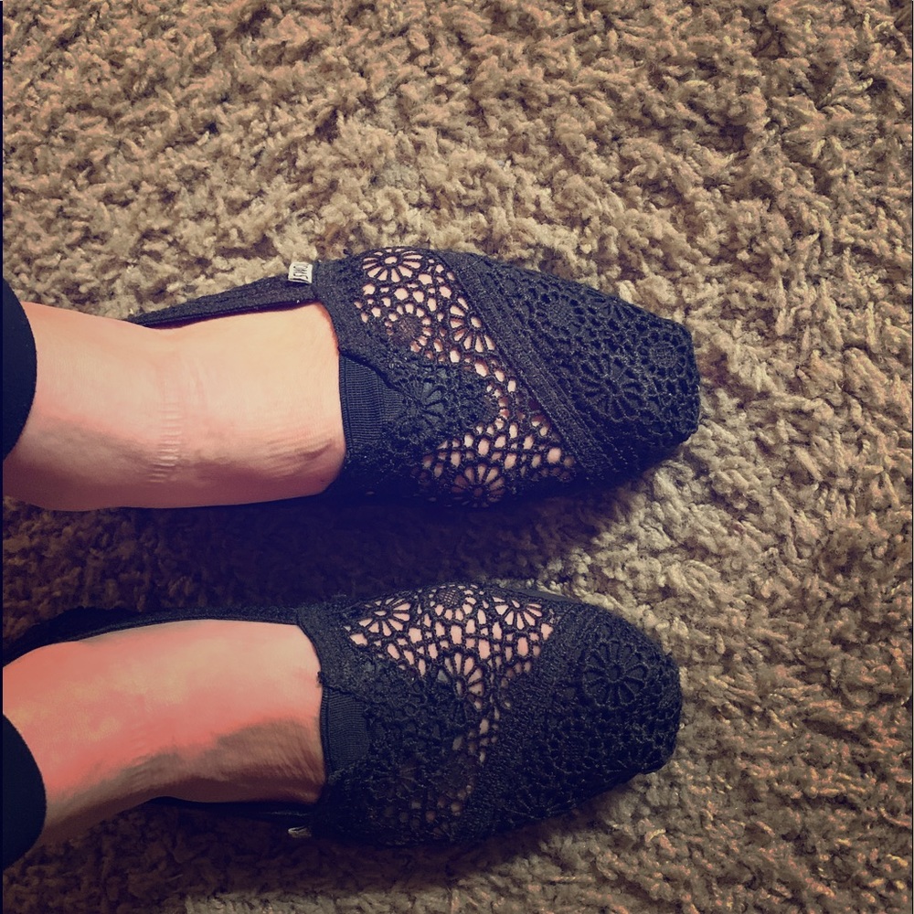 TOMS Black Lace Flats